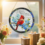 Cardinal Stained Glass Window Hanging, 8 Inch Sun Catchers Indoor Window, Suncatchers for Windows Hanging, Home Decor and Memorial Gift, Sympathy Gift, Cardinal Gifts, in Memory of Loved One Gifts