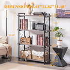 HCHQHS Bookshelf, 4-Tier Industrial Bookcase, Rustic Open Book Shelf, Freestanding Tall Bookshelves with Metal Frame