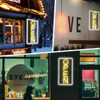 Open Signs for Business,Neon Open Sign Led,16.5"x 9",with Open/Closed Bussiness Hour Sign Set,Light for Bar Coffee Salon Store Window,12V/2A Adapter with ON/OFF Switch (Yellow/White Vertical)