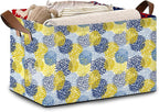 Floral Chrysanthemum Storage Basket Large 17x11.5x10.5 Inche-Collapsible Fabric Organizer Bin with Handles for Seasonal Decor,Living Room,Porch-Decorative Hamper with Elegant Blossom Pattern-1 Pack