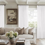 Snow White Pinch Pleated Linen Curtains 1 Panel for Living Room Bedroom Memory Training Shaped Semi Sheer Pleat Drapes with Hooks Rings Light Filtering Window Curtain 60x108