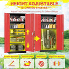 Pataku Metal Storage Cabinet, 72" Garage Cabinet with Doors and Shelves Lockable Steel Multifunctional Cabinets, File Cabinets for Home, Office, Warehouse(Black Red)