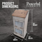 Peaceful Classics Potato Storage Wood Box, Wooden Bread Bins, Decorative Onion Bin w/Grocery Section, Vegetable Storage w/Lid for Kitchen Pantry, Pewter