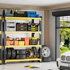4000LBS Garage Shelving 48" W Garage Shelving Heavy Duty 4-Tier Metal Storage Shelves Adjustable Shelf Unit Storage Rack for Basement Supermarket Warehouse 48" W x 20" D x 78" H Yellow