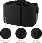 95L Extra Large Blanket Basket with Lid, 24" x 16.9" x 14.2" Woven Storage Basket for Living Room, Rectangle Nursery Blanket Storage for Toys, Towels, Dirty Clothes, Black