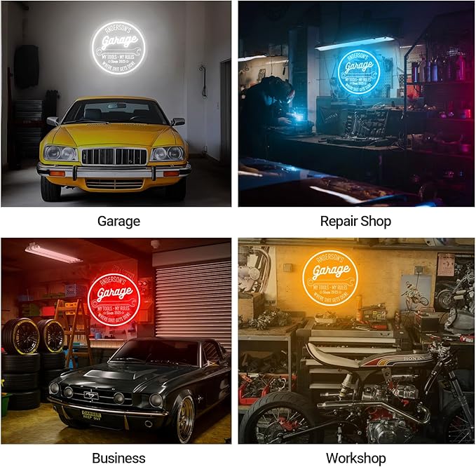 Custom Garage Neon Signs for Wall Decor, Personalized LED Neon Lights Tool Wrench Sign for Men Dad Gifts, Customized Garage Light Up Signs for Workshop Carport Repair Shop Carbarn Man Cave Business