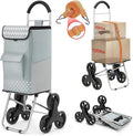 Shopping Cart, Super Loading Stair Climber 220 lbs Capacity, Grocery Foldable Trolley with Extra Large Shopping Bag Laundry Utility Cart with Adjustable Bungee Cord (Gray)