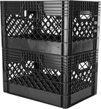 Hudson Exchange 19 x 13 x 11" (24 Quart, 3 Pack) Mesh Commercial Grade Milk Crate Handled Storage Container Tote, Black