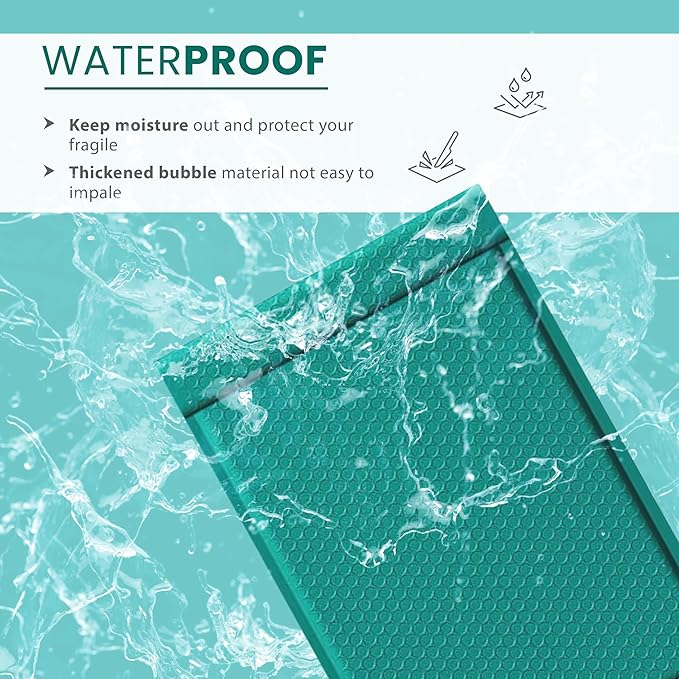 Green 9.5x14.5 Inch Poly Bubble Mailers #4 | Self Seal Large Padded Envelopes Air Cushioned Bubble Mailer | Usable Size 9.5x13 Inch | Waterproof Lightweight Mailing Shipping Bags | 100 Pack Bulk