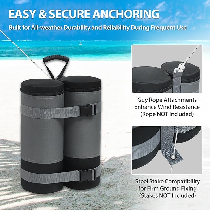 COOS BAY Canopy Weights Set of 6, 270 lbs, Sand Bags for Weight, Sandbag Weights for Canopy Tent Legs, 600D Heavy Duty Gazebo Weights, Sand NOT Included, Gray