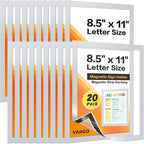 20Packs Magnetic Sign Holder 8.5x11 for Fridge & Metal Surfaces - Magnetic Frames with File/Paper/Document Holder - Photos/Pictures/Posters Frame for Commercial Offices/Stores (Silver)