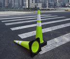 Fluorescent Orange/Green PVC Traffic Cones, Heavy Black Base Parking Lot Cone Structurally Stable Weatherproof Road Construction Safety Cones (8, Green, 36" Extra Large)