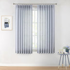 Vision Home Pinch Pleated Blue Semi Sheer Curtains Textured Light Filtering Window Curtains 72 inch for Living Room Bedroom Rayon Blended Chambray Blue Pinch Pleat Drapes with Hooks 2 Panels 40"Wx72"L