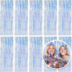 10 Pack Foil Curtain Backdrop Iridescent Metallic Tinsel Foil Fringe Curtains Photo Booth Props for Birthday Wedding Engagement Baby Shower Bachelorette Christmas Holiday Celebration Party Decoration