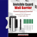 DuraSteel Wall Mount Crowd Control Retractable Belt Barrier - 9.2 Ft Blue Retractables Barrier Belt w/Stainless Steel Casing - Do Not Enter Crowd Control Barriers NOT Stanchions with Retractable Belts