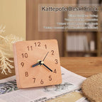 Wooden Table Clock on Stand, Decorative Battery Operated Desk and Shelf Clock, Silent Non-Ticking Desktop Clock for Office, Living Room or Bedroom Decor, Square Shape, Beech Wood