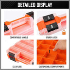 HORUSDY 2-Pack Double Side Parts Organizers, 34-Compartments Tool Box with Removable Dividers, Small Hardware Storage Case for Screws, Bolts, Nuts, Nails, DIY, Crafts, Fishing Gear & Small Parts