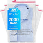 11" x 14" Self Seal Resealable Poly Bags - Case of 2000, Peel & Seal Reclosable Polybags with suffoaction Warning and Adhesive Strip for Packaging & Shipping Clothes, Shirts & More - GPI