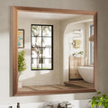 40x38 Inch Bathroom Mirror for Wall, Anti-Rust Walnut Wood Grain Metal Framed Bathroom Mirrors for Over Sink,Rectangler Mirrors for Bathroom Vanity, Farmhouse, Bedroom, Living Room, Entryway Decor