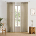 RAIN CITY Beige Pinch Pleated Sheer Curtains 94 Inches Long,W50 x L94 Inch Light Filtering Drapes for Kids Bedroom Nursery Privacy Back Tab with Hooks Semi Sheer Curtain 2 Panels Set