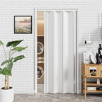 49-60 x 80in Accordion Doors Interior Folding Door, White PVC Accordion Door with Upgraded Roller & Complete Hardware & Handle, for Closet Bathroom Doorways