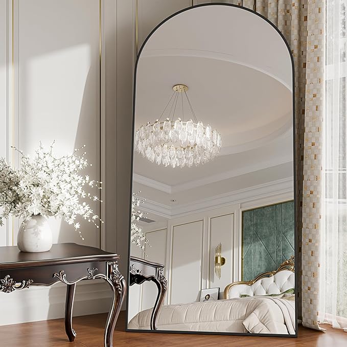 76"x34"Floor Mirror Full Length,Arched Full Length Mirror with Stand,Full Body Mirror,Hanging or Large Leaning for Bedroom Living Room Black
