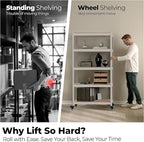 HOMEDANT House 48.1" 5-Tier Metal Rolling Cart Shelf Rack Casters Heavy Duty Laminated Wheel Shelving Unit Adjustable Utility Storage Shelves Shelf Kitchen Garage White 1Pack