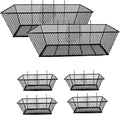 Pegboard Baskets Bins Set 6 Pack 2 Size Metal Pegboard Baskets Black Metal Wire Shelves Hooks for Organizing Various Tools Garage Workbench Kitchen Office Craft Room