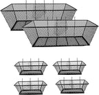 Pegboard Baskets Bins Set 6 Pack 2 Size Metal Pegboard Baskets Black Metal Wire Shelves Hooks for Organizing Various Tools Garage Workbench Kitchen Office Craft Room