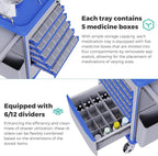 Medication Bins Cart with 200 Bins, 10 Drawers, Hidden Sub Workbench - Dual-Sided Open, 50 Medicine Boxes, Silent Casters, Container, 2 Trash Bin-Medical Crash Cart for Clinic, Hospital and Lab