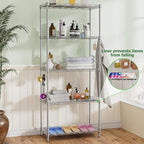 Storage Shelves,21.3" W x 11.8" D x 58.5" H Wire Shelving Unit Loads 550LBS,5-tier Adjustable Metal Utility Shelf,Garage Shelves with Liner and Hooks,Home Storage Rack for Kitchen,Laundry,Pantry