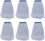 Commercial Heavy Duty Mop Heads Replacement for Rubbermaid: 6 Packs Industrial Wet Mop Head for Floor Cleaning - Commercial Products Wet Refills