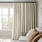 Room Divider Curtains Total Blackout Privacy Curtain Panel Room Thermal Insulated Noise Reduction Curtains for Bedroom Window Living Room Ceiling Track Curtain W 15 ft × H 7 ft Beige