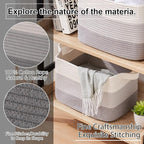OIAHOMY Storage Basket, Woven Baskets for Storage, Cotton Rope Basket for toys,Towel Baskets for Bathroom - Pack of 3, Gradient Gray