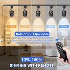 Plug in Track Lighting with Power Cord & Remote, 6-Light LED Track Lighting Kit with 6.6FT H Track Lighting Rails, Modern Kitchen Plug in Ceiling Lights Fixtures, 10W Black