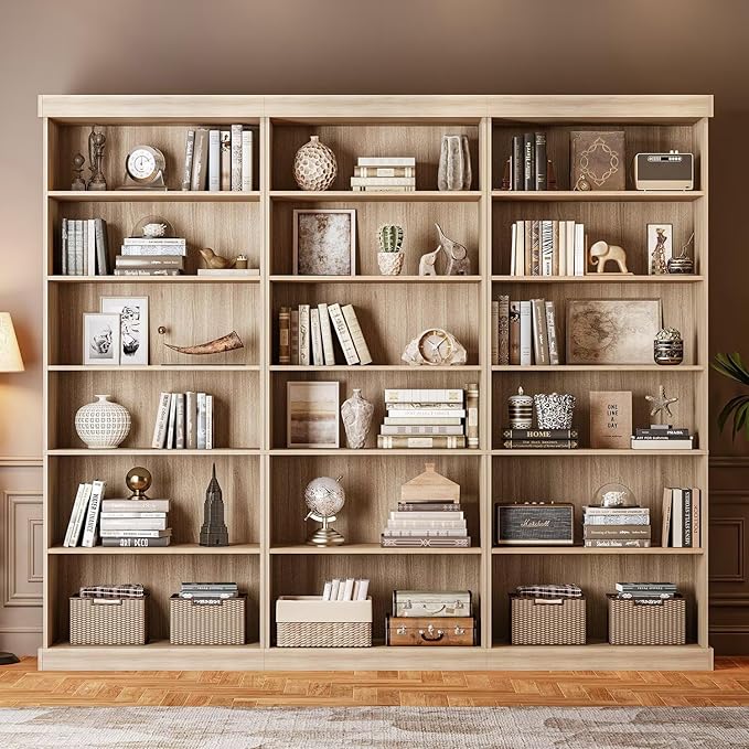 Vyre 70.8" Tall Brown Bookshelf, Farmhouse Modular Bookcase with 6-Tier Adjustable Shelves, Large Storage Cabinet for Home Office, Living Room