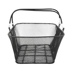 SSWBasics Black Metal Shopping Basket with Handles - 17”W x 12”D x 7”H - Durable and Sleek Grocery Basket for Grocery, Market, Retail, and Thrift Stores - Lightweight, Stackable Shopping Baskets for
