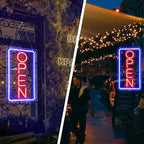 Open Signs for Business,Neon Open Sign Led,16.5"x 9",with Open/Closed Bussiness Hour Sign Set,Light for Bar Coffee Salon Store Window,12V/2A Adapter with ON/OFF Switch (Blue/Red Vertical)