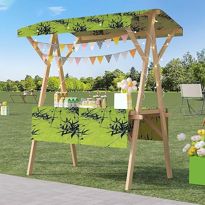 Outdoor Vendor Cart, Portable Cart with Canopy, Movable Stall Display Stand, Foldable Vending Stand Kiosk Display Trolley with Canopy, for Market, Street Food, Events(Green 6,120cm/47.2in)