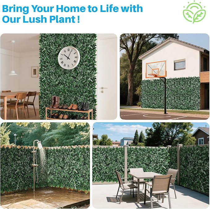 Patio Paradise 4'x58'-1Pc Faux Ivy Fence Privacy Screen Artificial Greenery Wall Backdrop,Fake Grass Wall Panels for Outside Apartment Balcony,Vine Leaf Decor for Outdoor Patio Chain Link