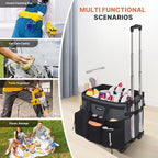 Large Rolling Cleaning Caddy Bag with Detachable Trolley, Waterproof Cleaning Caddy on Wheels for Housekeepers, Cleaning Cart Supplies Organizer for Home,Car,Office,Picnic(Gray)(InPatent)