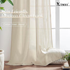 XTMYI Light Beige Curtains for Living Room,Linen Semi Sheer Light Filtering Farm House Curtain Set for Home Studio,9 FT 108 Inches Long