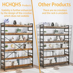 HCHQHS 6 Tier Bookshelf, Adjustable Industrial Bookcase, Vertical Tall Book Shelf, Wood and Black Metal Open Bookshelves for Home Office, Living Room, Bedroom