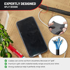 RED WOLF Cable Sleeves Cord Management Braided Wire Loom Split Sleeving 3/8 Inch x 10 FT Protector Wiring Cable Cover Flexible Self-Wrap for Automotive Home Office Anti-Scratch High-Temperature Black