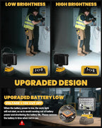 LIVOWALNY Cordless LED Work Light Compatible with Dewalt, 78W 7800LM 5" 20V Battery Flashlights with USB & Type-C & Low Voltage Protection & 140° Pivoting Head for Emergency, Outdoors & Job Site Light