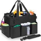 Wearable Cleaning Caddy Bag for Cleaning Supplies, Large Capacity Cleaning Organizer Tote Bag Simple Kitchen Cleaning Supplies Storage Bag for Cleaners Housekeepers (Black)