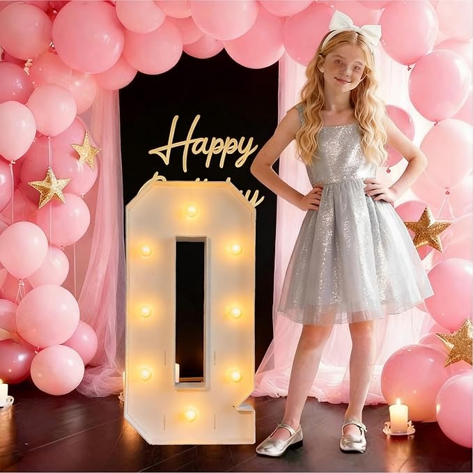 3FT/36 Inch Marquee Light up letters with Warm Lights,White Marquee letter A-Z for Birthday Party Large Mosaic Frame Letter Cardboard Pre-Cut Foam Board Sign Diy Decorations Anniversary (Q)