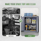 Metal Garage Cabinet, Storage Cabinets, Floating Garage Tool Cabinet with 2 Doors and Adjustable Storage Shelves, Heavy-Duty Tool Organizer for Warehouse, Basement, Kitchen