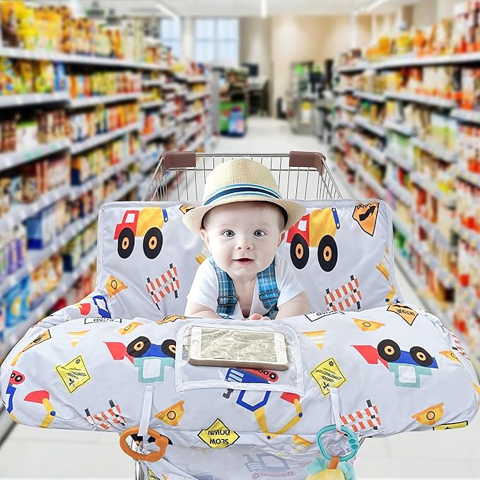 Shopping Cart Cover for Baby,2-in-1 High Chair Cover with Portable Cloth Bag,Cart Seat Pad for Babies Grocery Cushion Cover Restaurant,Suitable for All Supermarkets