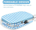 Tirrinia Large Insulated Picnic Basket, 34L Water Resistant & Leakproof Collapsible Portable Cooler Basket Set with Aluminium Handle for Travel, with a Free Foldable Grocery Bag, Blue Strip